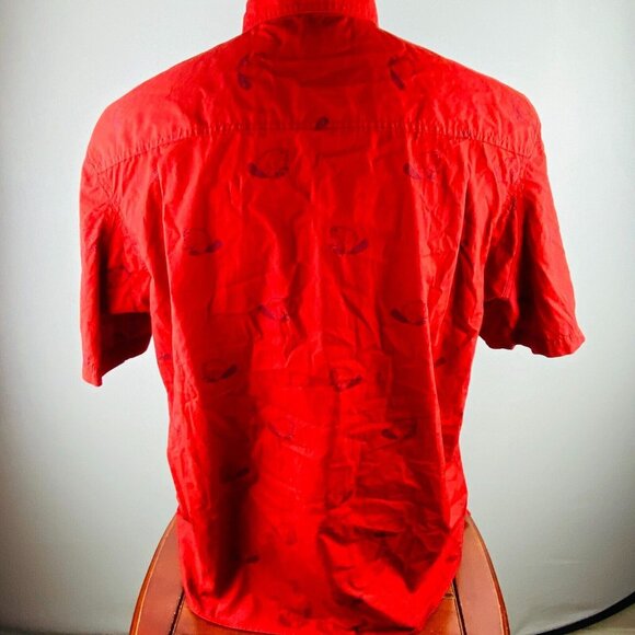 Duluth Trading Button Up Shirt Mens Angry Beaver Lumberjack Hipster Red L - Picture 7 of 10